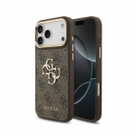 Telefoni&uuml;mbris Guess PU Leather 4G Metal Logo Gold Frame Apple iPhone 18 Pro Max pruun