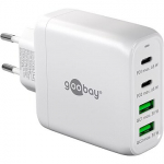 Goobay USB-C multiport quick charger, PD, GaN, 68 watts (white, 2x USB-C, 2x USB-A, Power Delivery, QuickCharge) 64818