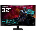 Gigabyte GS32QC 31.5" QHD Curved Gaming Monitor - 2560 x 1440, 1500R, 165Hz, 1ms, 300 cd/m&sup2;, FreeSync Premium, HDR Ready, HDMI 2.0, Displayport 1.4 GS32QC