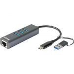 D-Link USB-C/USB to Gigabit Ethernet Adapter with 3 USB 3.0 Ports  DUB-2332 DUB-2332