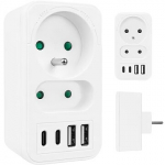 Maclean Current socket x2 + 4xUSB Maclean, splitter with 2 sockets, 2xUSB A, 2xUSB C PD 20W, 1x16A + 1x6A, MCE249 F/W MCE249 F/W