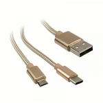 Akasa USB-A to USB-C/microUSB, 1.2m, Gold AK-CBUB42-12GL