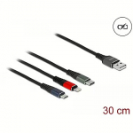 Delock USB-A to MicroUSB/Lightning/USB-C, 0.3m 87236