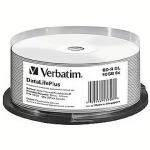 Verbatim 43750 BluRay BD-R DL Verbatim Spindle 25 50GB 6x WIDE THERMAL PRINT NO ID 43750