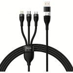 Baseus Kabel USB 3w1 Baseus Flash Series 2, USB-C + micro USB + Lightning, 100W, 1.2m (czarny) CASS030101
