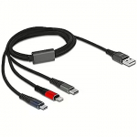 Delock USB-A to MicroUSB/Lightning/USB-C, 1m 87277