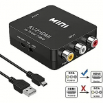 RoGer RCA (+Audio) to HDMI Adapter, Black RG-RCA-HDMI-CON-BK
