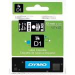 DYMO D1-TAPE 12MM X 7M WHITE ON BLACK                   IN S0720610