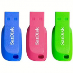 Sandisk Cruzer Blade 3Pack, 16GB, Blue, Green, Pink SDCZ50C-016G-B46T