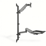 Assmann Wall-mounted Stand/Sit workstation with keyboard tray, 17-32" DA-90372