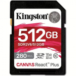 Kingston SDXC 512GB Canvas React Plus SDXC UHS-II 280R/100W U3 V60 SDR2V6/512GB