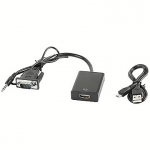 Lanberg VGA to HDMI Adapter, 20cm, Black AD-0021-BK