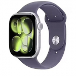 Apple Watch Series 11, GPS, Silver Aluminium, Purple Fog Sport Band (M/L) - 46mm MEVA4ZR/A