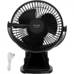 Adler Rechargeable Clip-on Desk Fan | AD 7342 | Table Fan | Black | Diameter 15.5 cm | Number of speeds 3 | Oscillation | 5 W AD 7342b