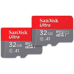Western Digital SanDisk Ultra 2Pack, microSDHC, 32GB, UHS-I, U1, V10 SDSQUA4-032G-GN6MT