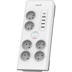 Philips Surge protector 6 sockets AC Fr 40W, 2 Phil-SPN7060WA/60