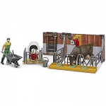 Bruder bworld cow and calf barn with farmer, backdrop (multicolored) 62611