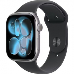 Apple Watch Series 11, GPS + Cellular, Space Grey Aluminium, Black Sport Band (M/L) - 46mm MFCA4ET/A