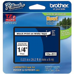 Brother TZ-E211, 6mm, black on white, adhesive, p-touch tape TZE211