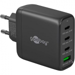 Goobay USB-C multiport quick charger, PD, GaN, 68 watts (black, 3x USB-C, 1x USB-A, Power Delivery, QuickCharge) 64819