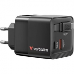Verbatim 32217 GaN Charger 65W 2x USB-C / USB-A + Adapter 32217