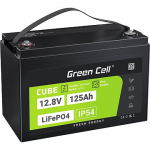 Green Cell CUBE LiFePO4 125Ah 12.8V 1600Wh Lithium Iron Phosphate Battery for Camper, Solar, Off-Grid System, Boat LFPGC12V125AH