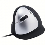 R-GO Tools HE Mouse, Left Handed, Black/Silver (L) RGOHELELA