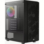 AeroCool Hive-G-BK-v3, FRGB, Tempered Glass, Black AEROPGS-HIVE-G-BK-V3