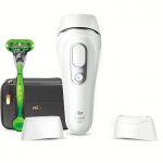 Braun hair removal device PL5145 Silk-expert Pro 5 + Gillette shaver, White/Silver PL5145