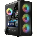 Logic Portos ARGB Midi, Tempered Glass, Black AT-PORTOS-10-0000000-0002