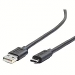 Gembird USB-A to USB-C, 1m, Black CCP-USB2-AMCM-1M