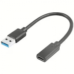 Lanberg USB-A to USB-C Adapter, 15cm, Black AD-UC-UA-03
