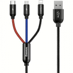 Baseus 3in1, USB-A to USB-C/MicroUSB/Lightning, 1.2m CAMLT-BSY01
