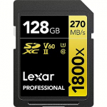 Lexar Professional 1800x, SDXC, 128GB, UHS-II, U3, V60 LSD1800128G-BNNNG
