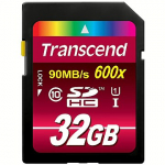 Transcend 600x, SDHC, 32GB, Class 10, UHS-I, U1 TS32GSDHC10U1