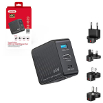 Unitek Ładowarka podr&oacute;żna z hubem GaN 3-w-1 | 65W | 4K@60Hz | USB-A | HDMI | USB-C P1242ABK01