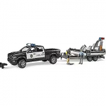 Bruder RAM 2500 police pickup, L+S module, trailer with boat, model vehicle (black/white, including 2 figures) 02507