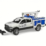 Bruder RAM 2500 service truck with crane and rotating beacon, model vehicle 02509