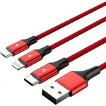 Unitek USB to 3-in-1 - USB-Type-C/MicroUSB/Lightning, 1.2m, Red C4049RD