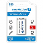 everActive Rechargeable 9V, Li-ion 550mAh, type-c EVHR22-550C