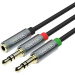 Unitek MiniJack 3,5mm (F) - 2x 3,5mm (M), 0.2m Y-C957ABK