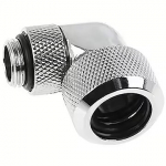 Alphacool Eiszapfen 16mm HardTube compression fitting 90&deg; rotatable G1/4, Knurled, Chrome 17394