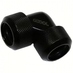 Alphacool Eiszapfen 16mm HardTube compression fitting 90&deg; L-connector for Acryl- brass tubes (rigid or hard tubes), Deep Black 17446