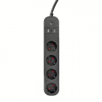 Gembird Smart power strip with USB charger, 4 sockets, 1.5m, Black TSL-PS-S4U-01