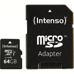 Intenso MicroSDXC, 64GB +Adapter 3423490