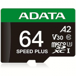 ADATA Speed Plus, microSDXC, 64GB UD64GUI3V30A2SP-RA1