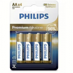 Philips Premium Alkaline Batteries AA, x4 Phil-LR6M4B/10