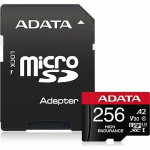 ADATA High End, microSDXC, 256GB, UHS-II, U3, V30 + Adapter AUSDX256GUI3V30SHA2-RA1