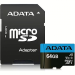 ADATA microSDXC, 64GB, Class 10 + SD Adapter AUSDX64GUICL10A1-RA1