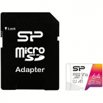 Silicon Power Elite, microSDXC, 64GB, Class 10, UHS-I, U1, V10 +Adapter SP064GBSTXBV1V20SP